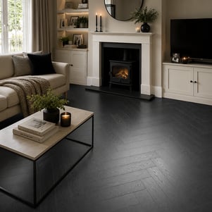 Engineered Galaxy Black Oak Herringbone Flooring