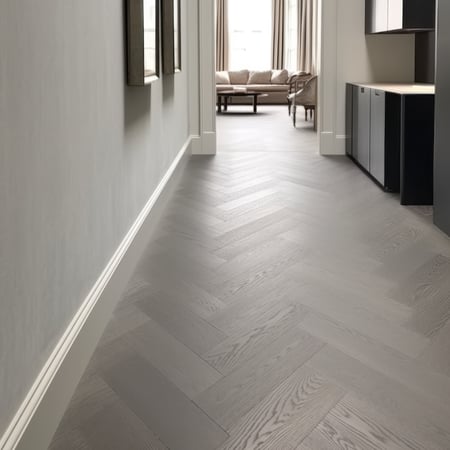 Engineered Herringbone Grey White Washed Brushed Uv Oiled