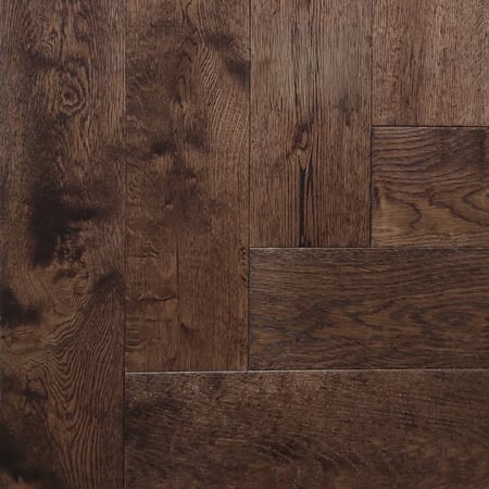 Engineered Herringbone Dark Caramel Brushed Uv Lacquered
