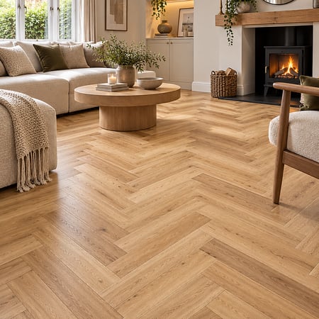 Engineered Herringbone Brushed UV Oiled Oak