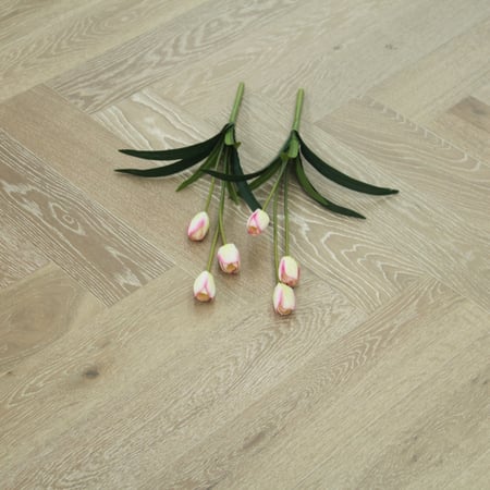 Engineered Herringbone Smoked Brushed White UV Oiled