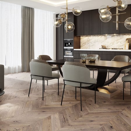 Engineered Herringbone Smoked French Chateau