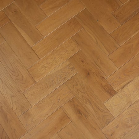 Solid Oak Herringbone Golden Smoke Brushed UV Oiled Wood Flooring