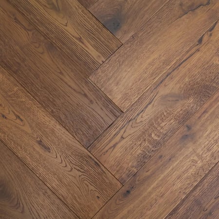 Engineered Herringbone Antique Brown Brushed Uv Oiled