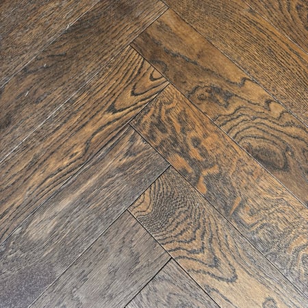 Engineered Herringbone Dark Brown Brushed Uv Oiled