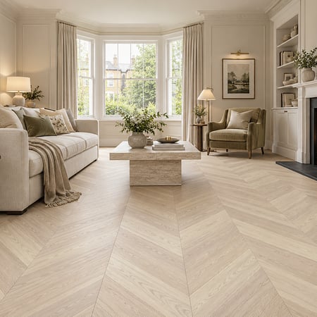 Invisible Lacquered Prime Grade Chevron Engineered Wood Flooring