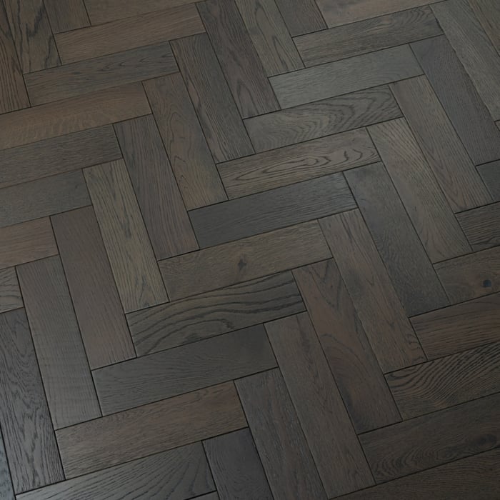 Engineered Herringbone Graphite Grey Brushed Lacquered
