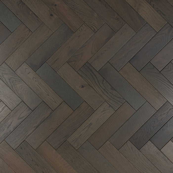 Engineered Herringbone Graphite Grey Brushed Lacquered