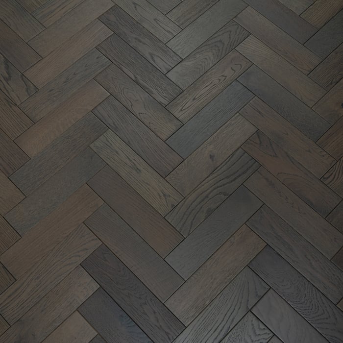 Engineered Herringbone Graphite Grey Brushed Lacquered