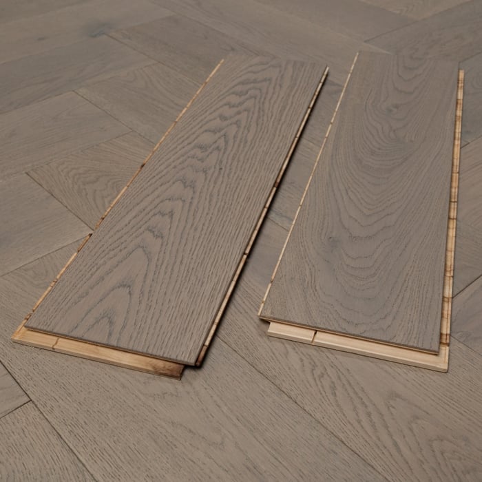 Engineered Herringbone Click Grey Brushed UV Oiled