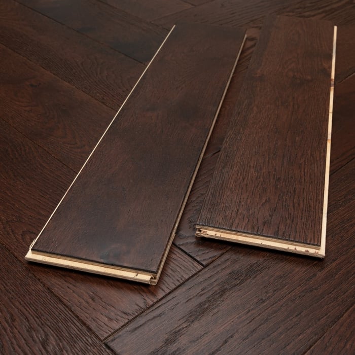 Engineered Herringbone Walnut Stain Brushed Matt Lacquered