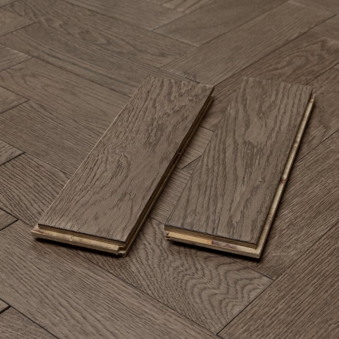 Engineered Herringbone Primrose Grey Brushed Matt Lacquered 