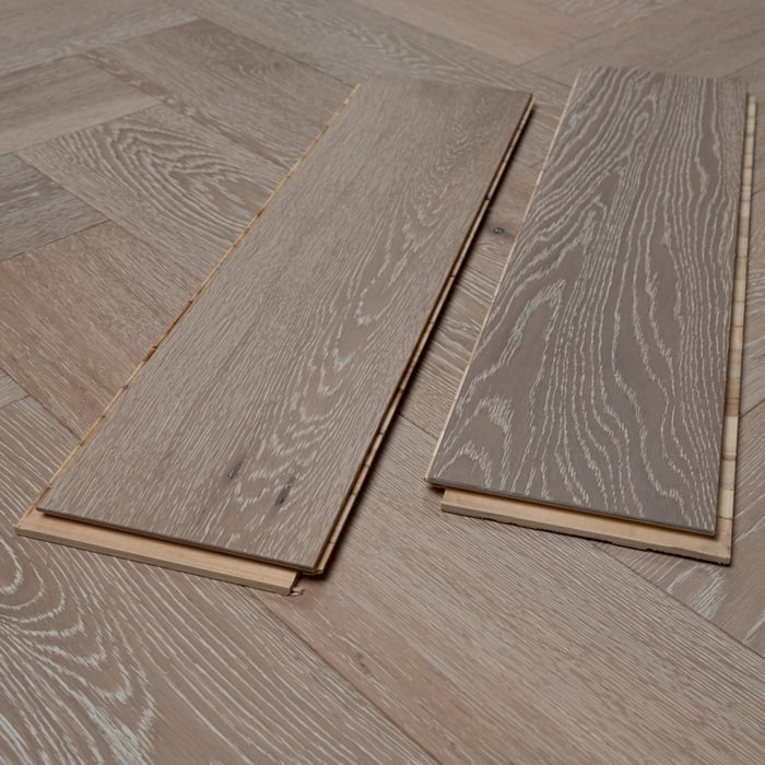 Engineered Herringbone White Brushed Matt Lacquered Click