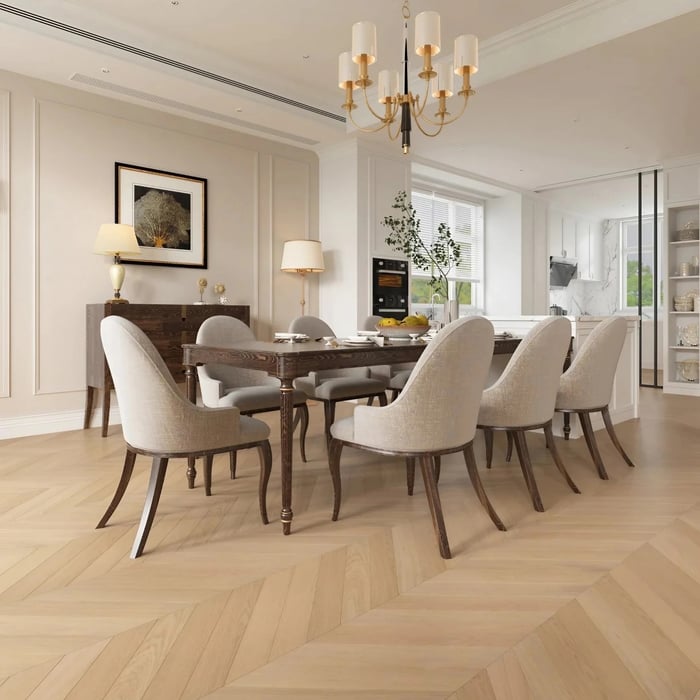 Invisible Lacquered Prime Grade Chevron Engineered Wood Flooring