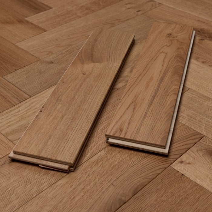 Engineered Herringbone Brushed UV Oiled Oak